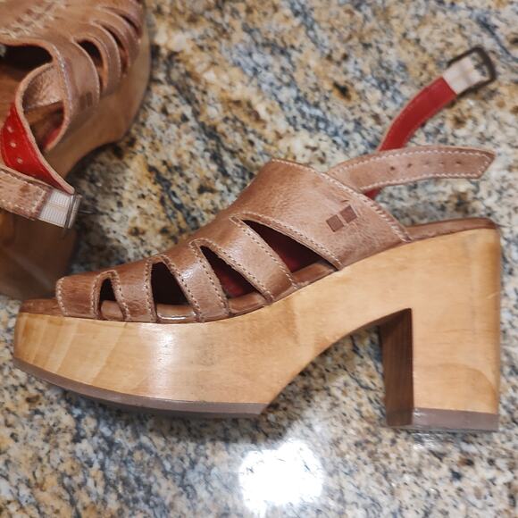 Bed Stu Fontella Heeled Platform Sandal Leather Tan Rustic Women's Size 7 - Picture 12 of 15